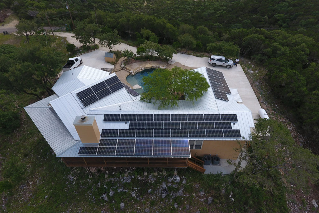 Solar panels on the home of a Bandera Electric Cooperative member near Pipe Creek, Texas, are arrayed to capture sunlight even on partly cloudy days. (Photo By: BEC)