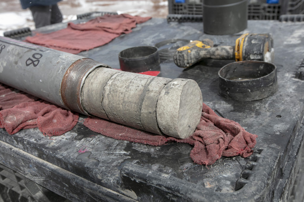Carbon dioxide, found in core samples produced from test wells at Basin Electric’s Dry Fork Station, could eventually be stored in underground vaults not far from the power plant. (Photo By: BEPC)